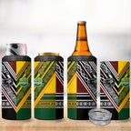 Rugby New Zealand and Australia 4 in 1 Can Cooler Tumbler Burgundy Koru Geometric with Aboriginal Chevron Sport Style