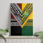 Rugby New Zealand and Australia Canvas Wall Art Burgundy Koru Geometric with Aboriginal Chevron Sport Style