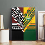 Rugby New Zealand and Australia Canvas Wall Art Burgundy Koru Geometric with Aboriginal Chevron Sport Style