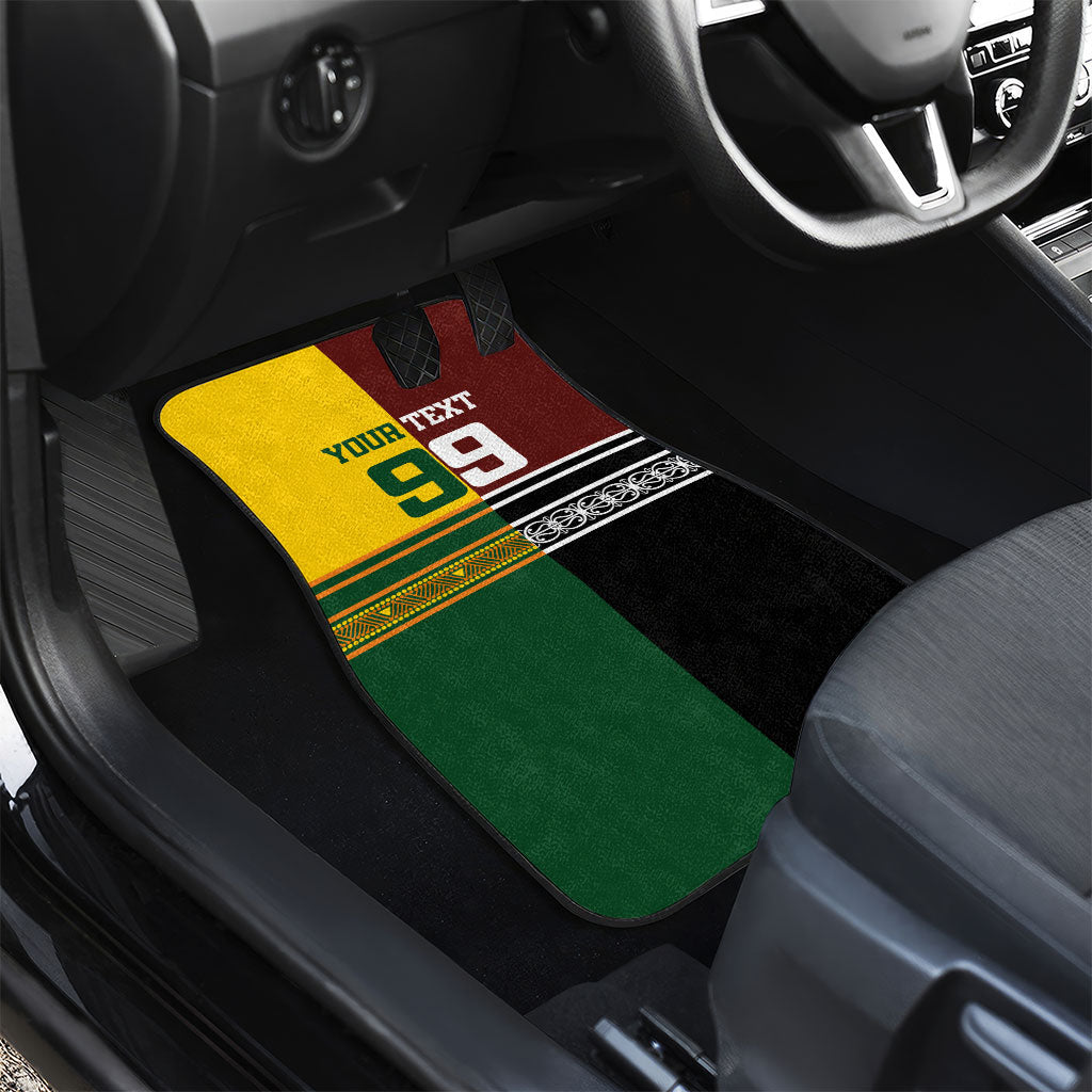 Custom Rugby New Zealand and Australia Car Mats Burgundy Koru Geometric with Aboriginal Chevron Sport Style