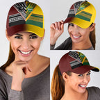 New Zealand and Australia Rugby Classic Cap Burgundy Koru Geometric with Aboriginal Chevron Sport Style