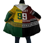 Custom Rugby New Zealand and Australia Cloak Burgundy Koru Geometric with Aboriginal Chevron Sport Style
