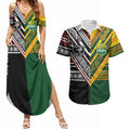 Custom Rugby New Zealand and Australia Couples Matching Summer Maxi Dress and Hawaiian Shirt Burgundy Koru Geometric with Aboriginal Chevron Sport Style