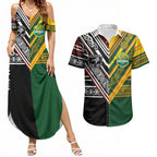Custom Rugby New Zealand and Australia Couples Matching Summer Maxi Dress and Hawaiian Shirt Burgundy Koru Geometric with Aboriginal Chevron Sport Style
