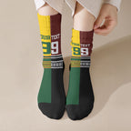 Custom Rugby New Zealand and Australia Crew Socks Burgundy Koru Geometric with Aboriginal Chevron Sport Style