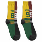 Custom Rugby New Zealand and Australia Crew Socks Burgundy Koru Geometric with Aboriginal Chevron Sport Style