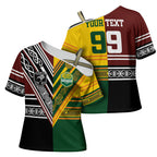 Custom Rugby New Zealand and Australia Cross Shoulder Shirt Burgundy Koru Geometric with Aboriginal Chevron Sport Style