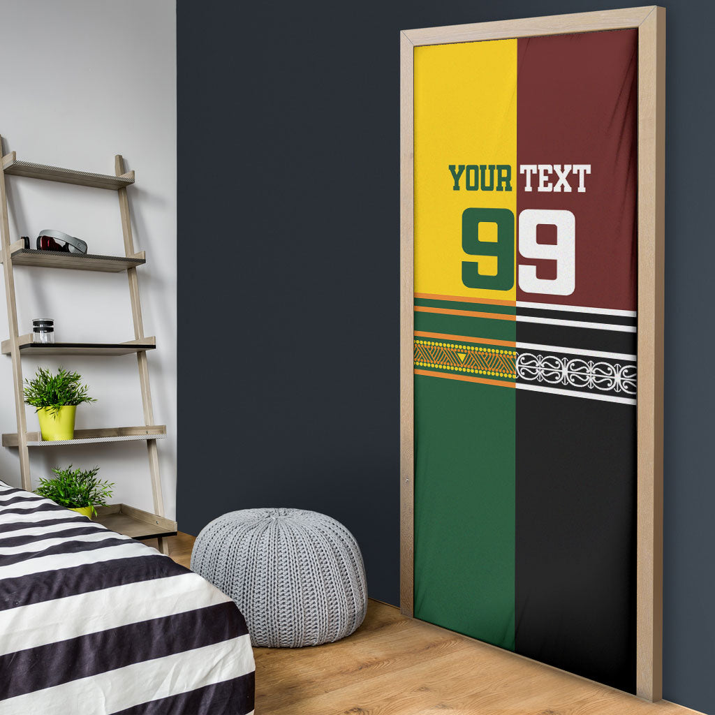 Custom Rugby New Zealand and Australia Door Cover Burgundy Koru Geometric with Aboriginal Chevron Sport Style