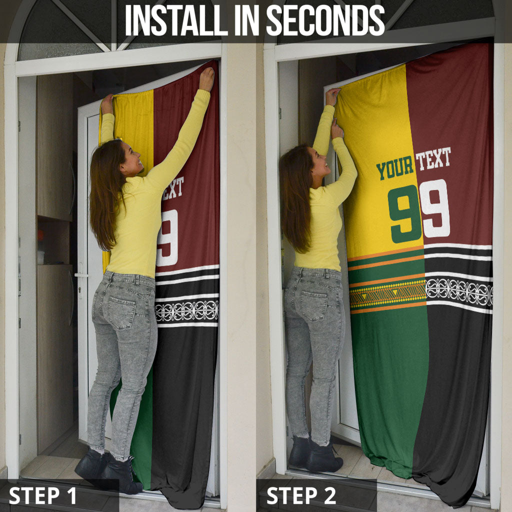 Custom Rugby New Zealand and Australia Door Cover Burgundy Koru Geometric with Aboriginal Chevron Sport Style