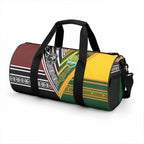 Rugby New Zealand and Australia Duffle Bag Burgundy Koru Geometric with Aboriginal Chevron Sport Style