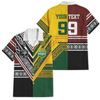 Custom Rugby New Zealand and Australia Family Matching Short Sleeve Bodycon Dress and Hawaiian Shirt Burgundy Koru Geometric with Aboriginal Chevron Sport Style