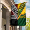 Rugby New Zealand and Australia Garden Flag Burgundy Koru Geometric with Aboriginal Chevron Sport Style