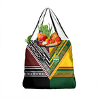 Rugby New Zealand and Australia Grocery Bag Burgundy Koru Geometric with Aboriginal Chevron Sport Style