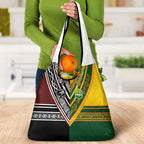 Rugby New Zealand and Australia Grocery Bag Burgundy Koru Geometric with Aboriginal Chevron Sport Style