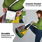 Rugby New Zealand and Australia Grocery Bag Burgundy Koru Geometric with Aboriginal Chevron Sport Style