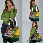 Rugby New Zealand and Australia Grocery Bag Burgundy Koru Geometric with Aboriginal Chevron Sport Style