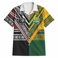 Custom Rugby New Zealand and Australia Hawaiian Shirt Burgundy Koru Geometric with Aboriginal Chevron Sport Style