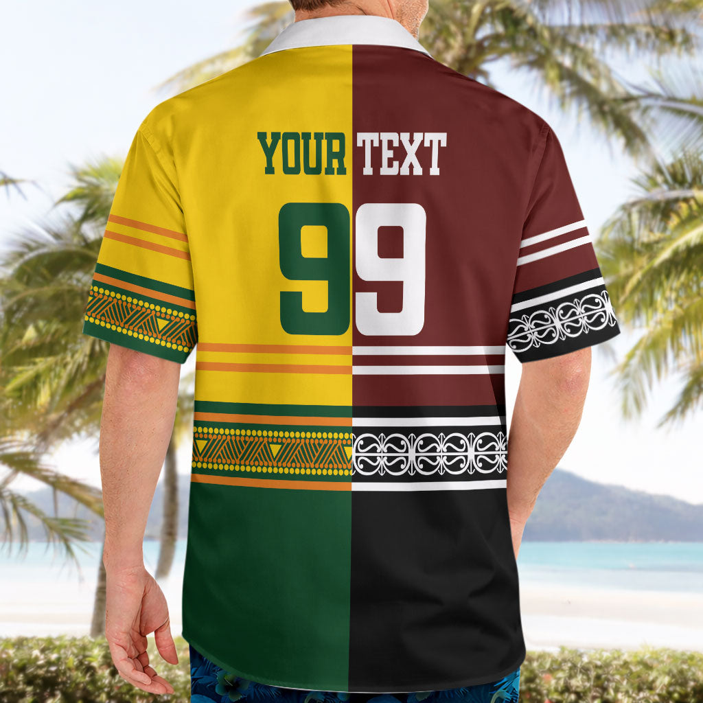 Custom Rugby New Zealand and Australia Hawaiian Shirt Burgundy Koru Geometric with Aboriginal Chevron Sport Style