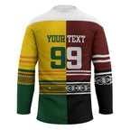 Custom Rugby New Zealand and Australia Hockey Jersey Burgundy Koru Geometric with Aboriginal Chevron Sport Style