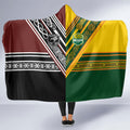 Rugby New Zealand and Australia Hooded Blanket Burgundy Koru Geometric with Aboriginal Chevron Sport Style