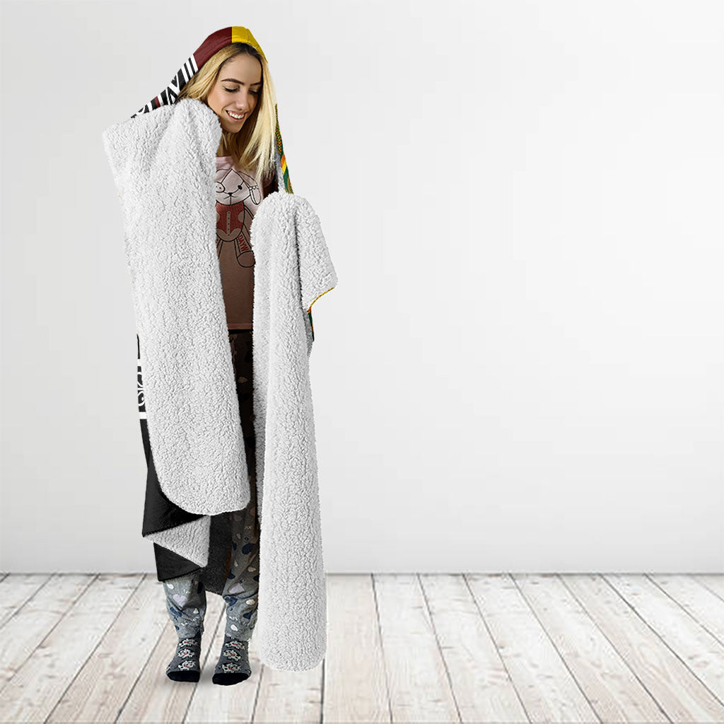 Rugby New Zealand and Australia Hooded Blanket Burgundy Koru Geometric with Aboriginal Chevron Sport Style