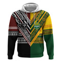 Custom Rugby New Zealand and Australia Hoodie Burgundy Koru Geometric with Aboriginal Chevron Sport Style