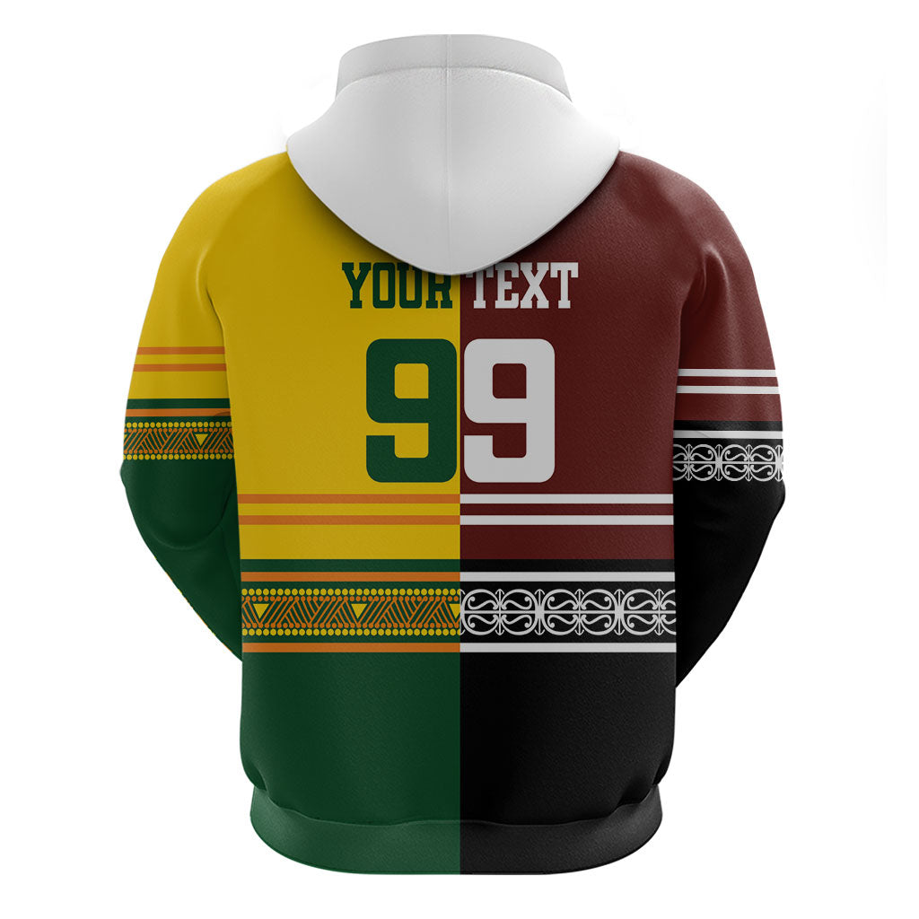 Custom Rugby New Zealand and Australia Hoodie Burgundy Koru Geometric with Aboriginal Chevron Sport Style
