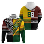 Custom Rugby New Zealand and Australia Hoodie Burgundy Koru Geometric with Aboriginal Chevron Sport Style