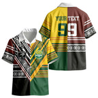 Custom Rugby New Zealand and Australia Kid Hawaiian Shirt Burgundy Koru Geometric with Aboriginal Chevron Sport Style
