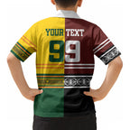 Custom Rugby New Zealand and Australia Kid Hawaiian Shirt Burgundy Koru Geometric with Aboriginal Chevron Sport Style