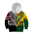 Custom Rugby New Zealand and Australia Kid Hoodie Burgundy Koru Geometric with Aboriginal Chevron Sport Style