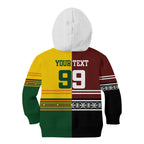 Custom Rugby New Zealand and Australia Kid Hoodie Burgundy Koru Geometric with Aboriginal Chevron Sport Style