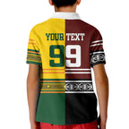 Custom Rugby New Zealand and Australia Kid Polo Shirt Burgundy Koru Geometric with Aboriginal Chevron Sport Style