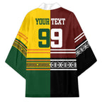 Custom Rugby New Zealand and Australia Kimono Burgundy Koru Geometric with Aboriginal Chevron Sport Style
