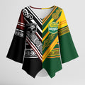Custom Rugby New Zealand and Australia Kimono Sleeve Blouse Burgundy Koru Geometric with Aboriginal Chevron Sport Style