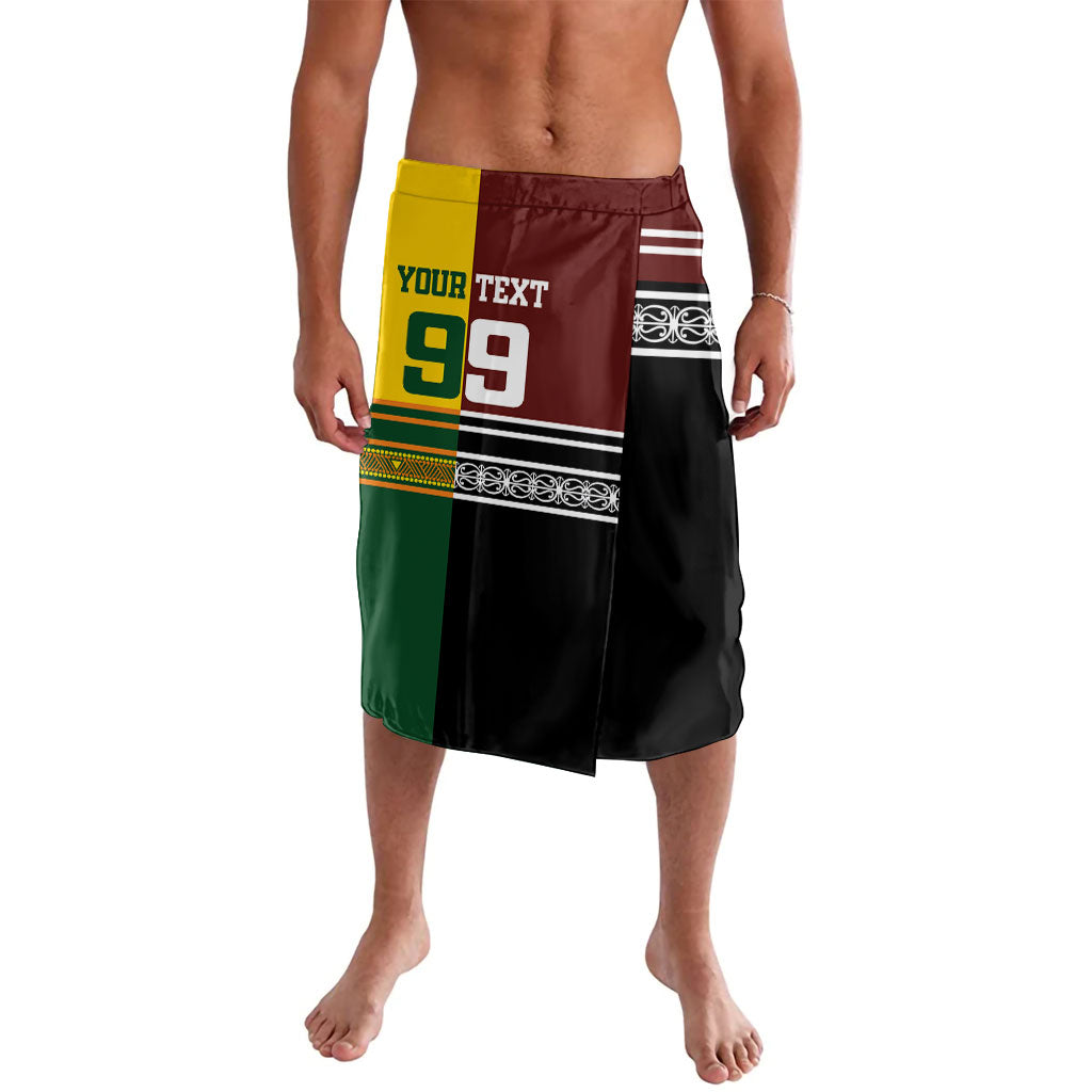 Custom Rugby New Zealand and Australia Lavalava Burgundy Koru Geometric with Aboriginal Chevron Sport Style