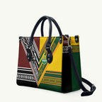 Rugby New Zealand and Australia Leather Bag Burgundy Koru Geometric with Aboriginal Chevron Sport Style