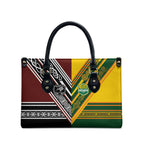 Rugby New Zealand and Australia Leather Bag Burgundy Koru Geometric with Aboriginal Chevron Sport Style