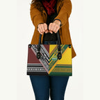 Rugby New Zealand and Australia Leather Bag Burgundy Koru Geometric with Aboriginal Chevron Sport Style