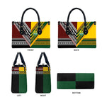 Rugby New Zealand and Australia Leather Bag Burgundy Koru Geometric with Aboriginal Chevron Sport Style