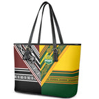 Rugby New Zealand and Australia Leather Tote Bag Burgundy Koru Geometric with Aboriginal Chevron Sport Style