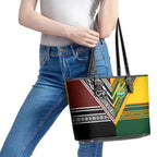 Rugby New Zealand and Australia Leather Tote Bag Burgundy Koru Geometric with Aboriginal Chevron Sport Style