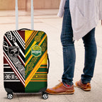 Rugby New Zealand and Australia Luggage Cover Burgundy Koru Geometric with Aboriginal Chevron Sport Style