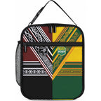 Rugby New Zealand and Australia Lunch Bag Burgundy Koru Geometric with Aboriginal Chevron Sport Style