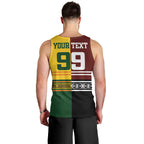 Custom Rugby New Zealand and Australia Men Tank Top Burgundy Koru Geometric with Aboriginal Chevron Sport Style
