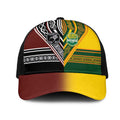 New Zealand and Australia Rugby Mesh Trucker Cap Burgundy Koru Geometric with Aboriginal Chevron Sport Style