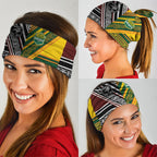 Rugby New Zealand and Australia Neck Gaiter Burgundy Koru Geometric with Aboriginal Chevron Sport Style