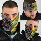 Rugby New Zealand and Australia Neck Gaiter Burgundy Koru Geometric with Aboriginal Chevron Sport Style
