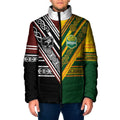 Custom Rugby New Zealand and Australia Padded Jacket Burgundy Koru Geometric with Aboriginal Chevron Sport Style