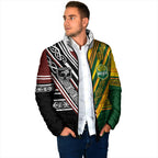 Custom Rugby New Zealand and Australia Padded Jacket Burgundy Koru Geometric with Aboriginal Chevron Sport Style